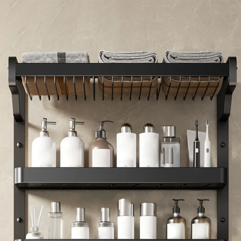 Juego de baño moderno, estante de baño negro mate, barra de toalla, Kit de accesorios de baño Clearhalo