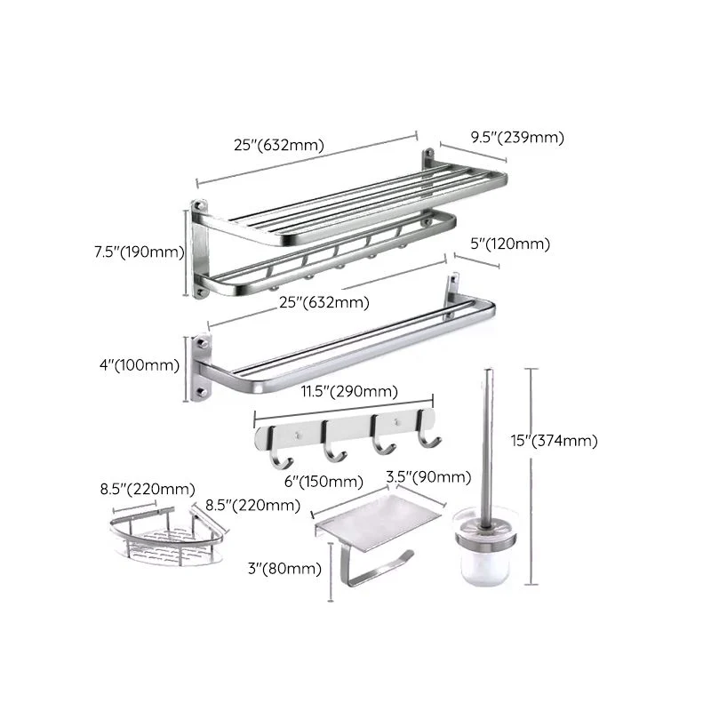 Juego de baño moderno, soporte de papel, estante de baño, Kit de accesorios de baño de acero inoxidable Clearhalo