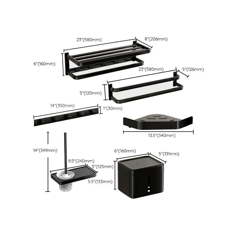 Juego de baño moderno, toallero, soporte de papel, Kit de accesorios de baño negro Clearhalo