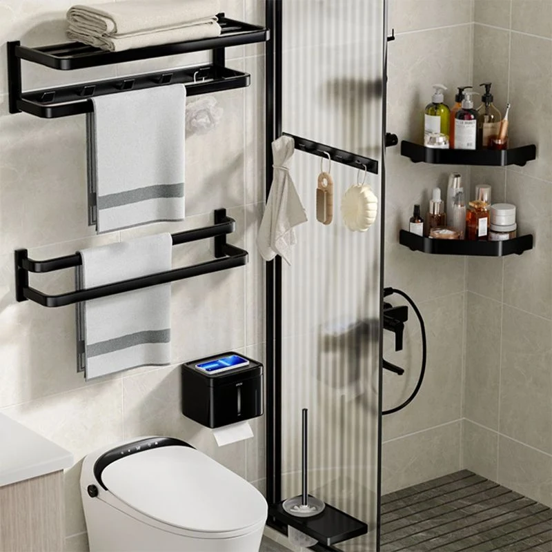 Juego de baño moderno, toallero, soporte de papel, Kit de accesorios de baño negro Clearhalo