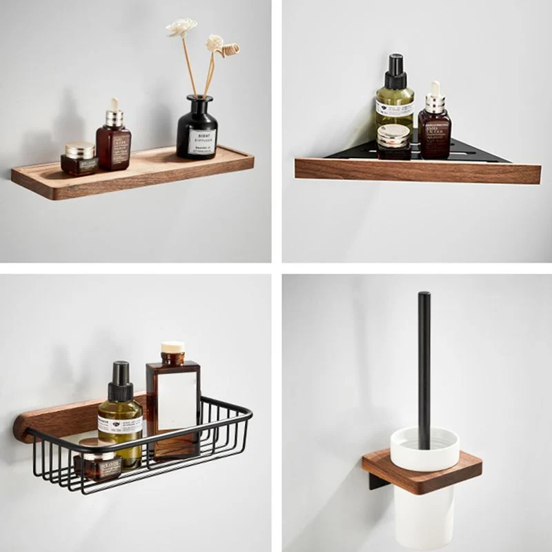 Juego de baño de nogal Juego de herrajes para accesorios de baño de metal negro Clearhalo