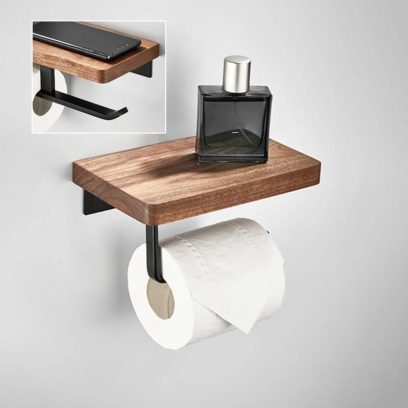 Juego de baño de nogal Juego de herrajes para accesorios de baño de metal negro Clearhalo