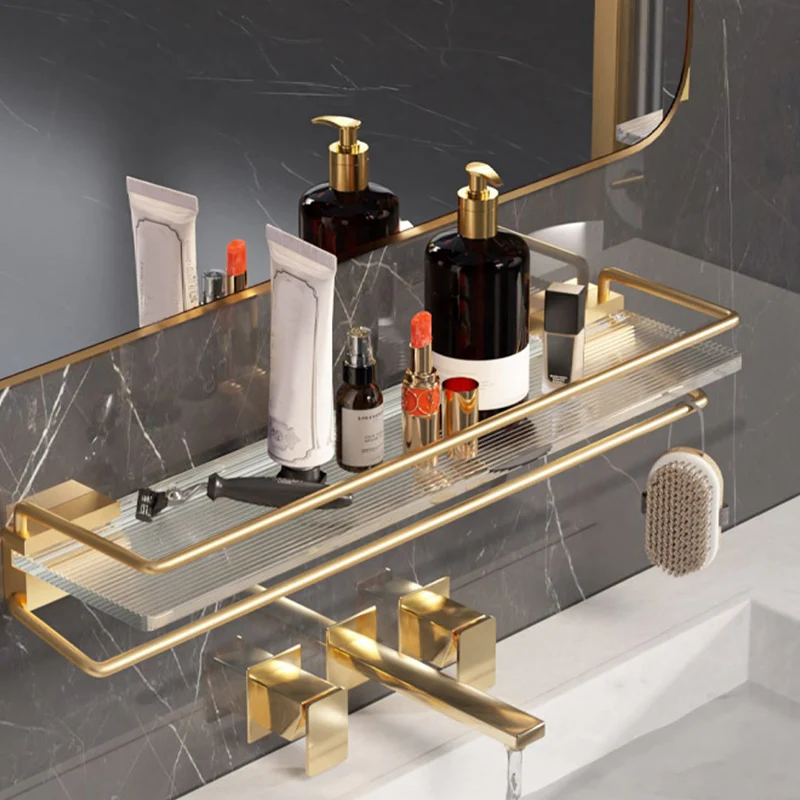 Juego de baño de 6 piezas Juego de herrajes para accesorios de baño de aluminio y acrílico Clearhalo