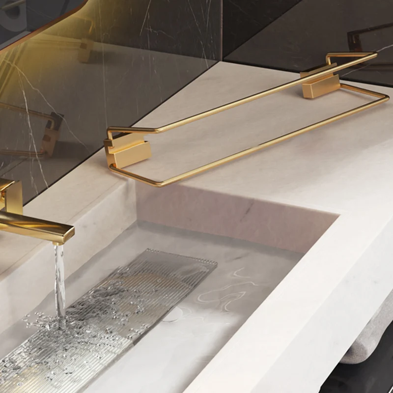 Juego de baño de 6 piezas Juego de herrajes para accesorios de baño de aluminio y acrílico Clearhalo