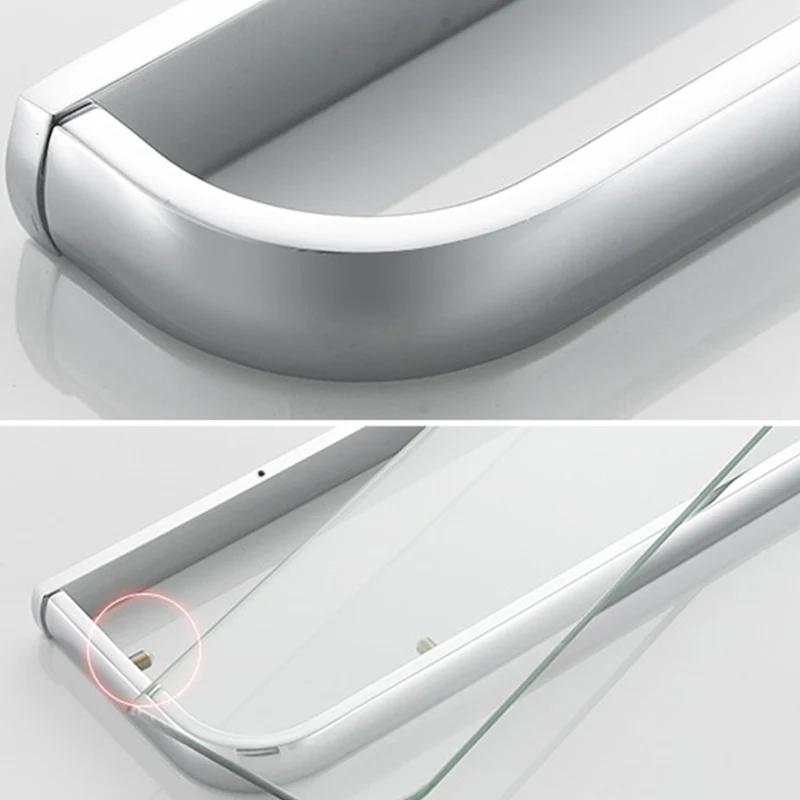 Juego de baño plateado contemporáneo con estante para baño y toallero Clearhalo