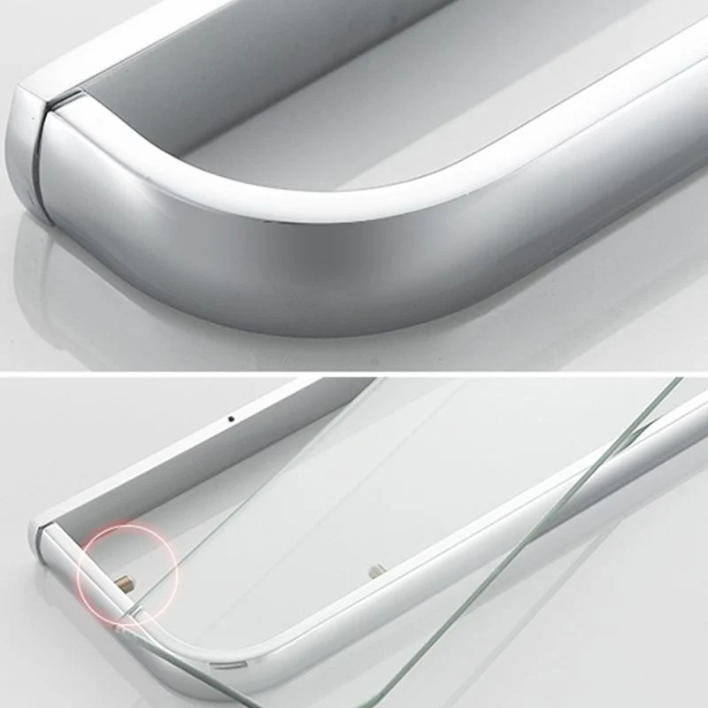 Juego de baño plateado contemporáneo con estante para baño y toallero Clearhalo