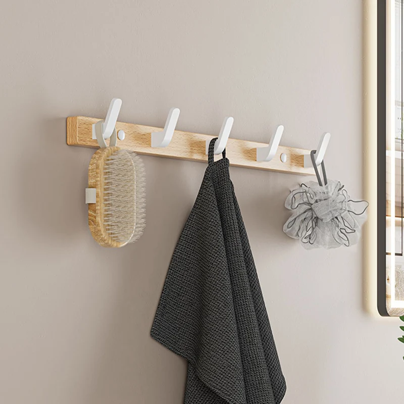Juego de herrajes para accesorios de baño de madera maciza y metal blanco Blanco Clearhalo