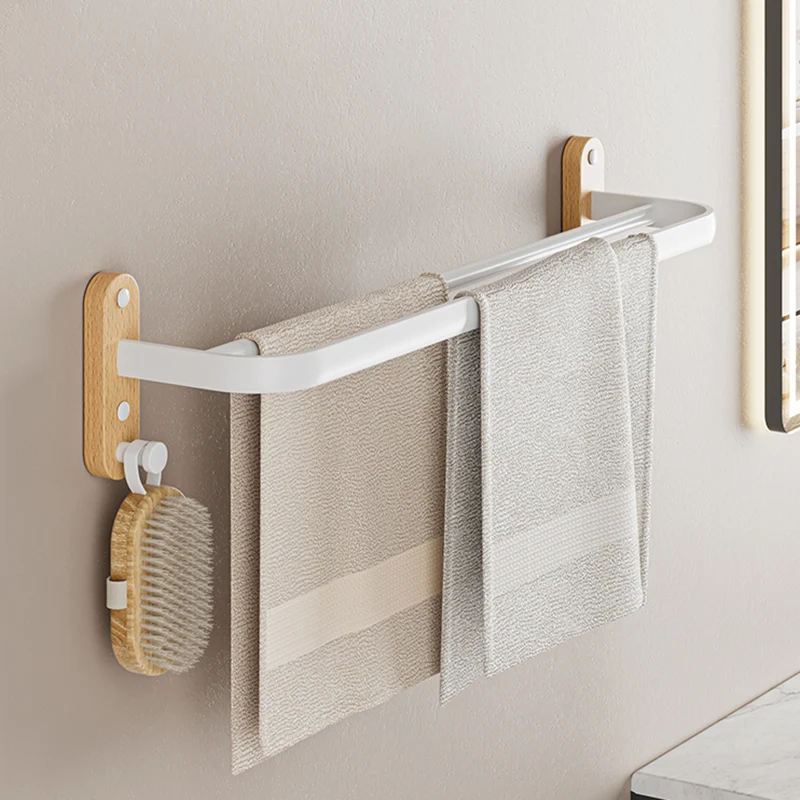 Juego de herrajes para accesorios de baño de madera maciza y metal blanco Blanco Clearhalo