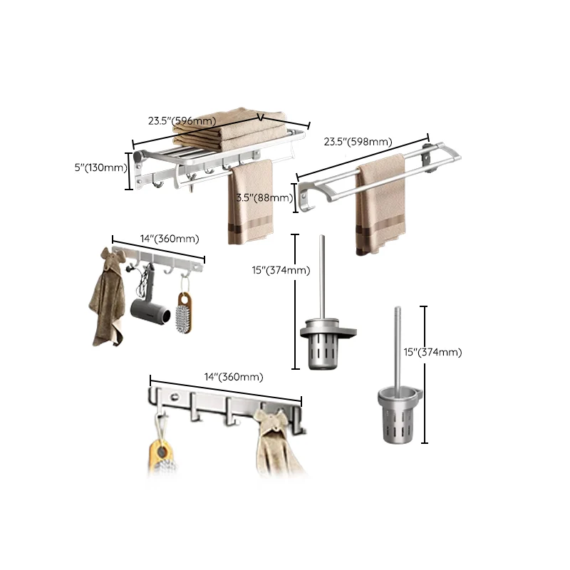 Juego de herrajes para accesorios de baño modernos Juego de herrajes para accesorios de baño plateados Clearhalo