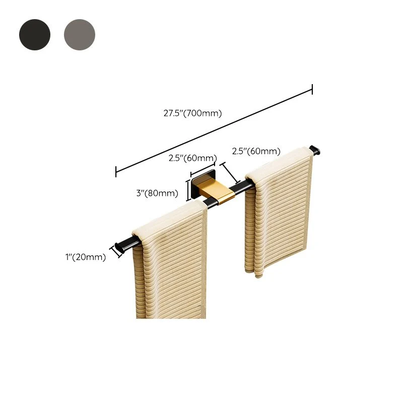 Juego de herrajes para baño de aluminio contemporáneo, toallero, herrajes para baño Clearhalo