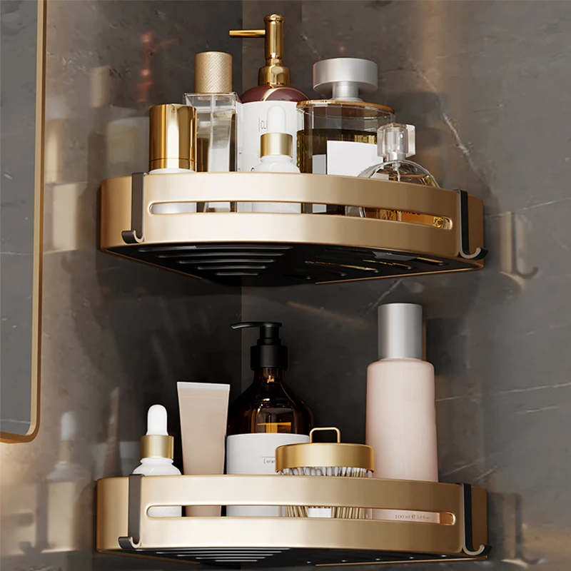 Juego de herrajes para baño dorado moderno, estante para baño, juego de herrajes para baño Clearhalo