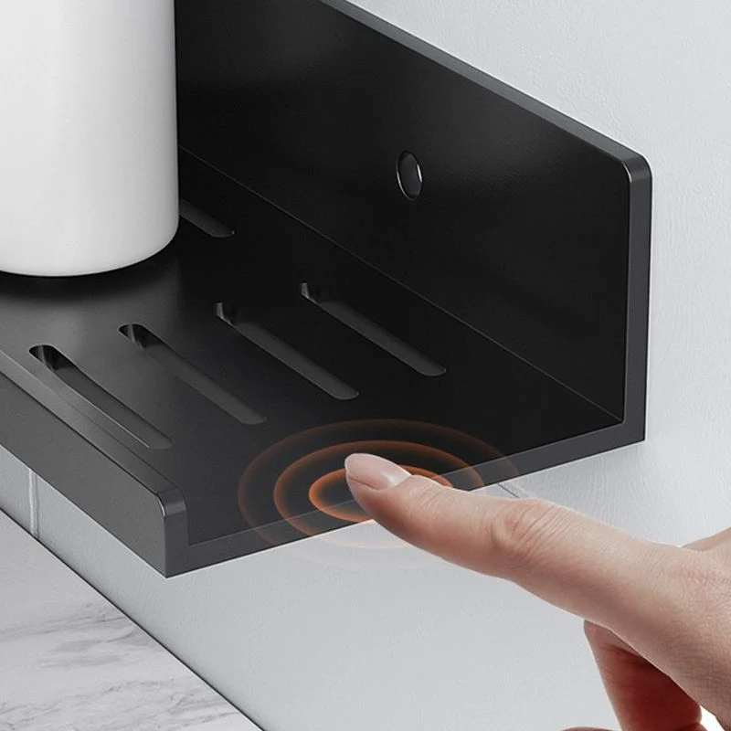 Juego de herrajes para baño de estilo moderno de 2 piezas, estante para baño en aluminio Clearhalo
