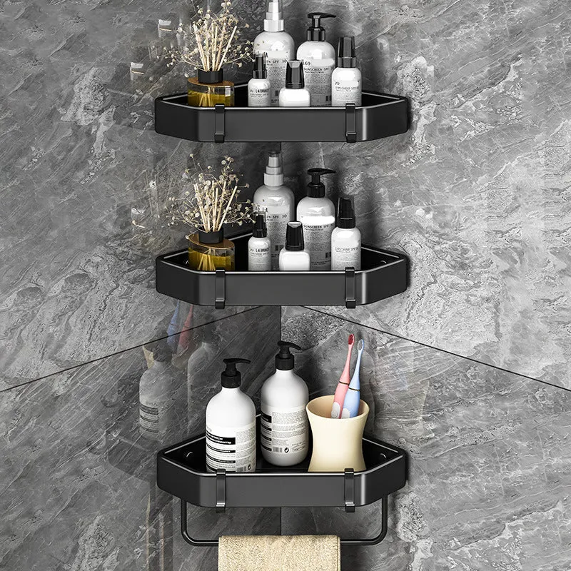 Juego de herrajes para baño de metal blanco y negro moderno, estante para baño, juego de herrajes para baño Clearhalo