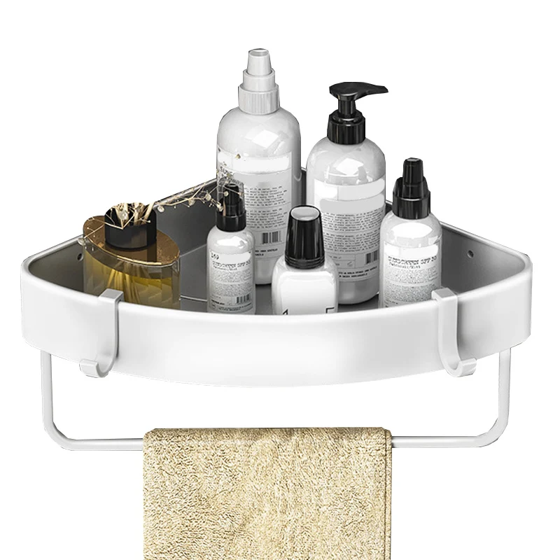 Juego de herrajes para baño de metal blanco y negro moderno, estante para baño, juego de herrajes para baño Clearhalo