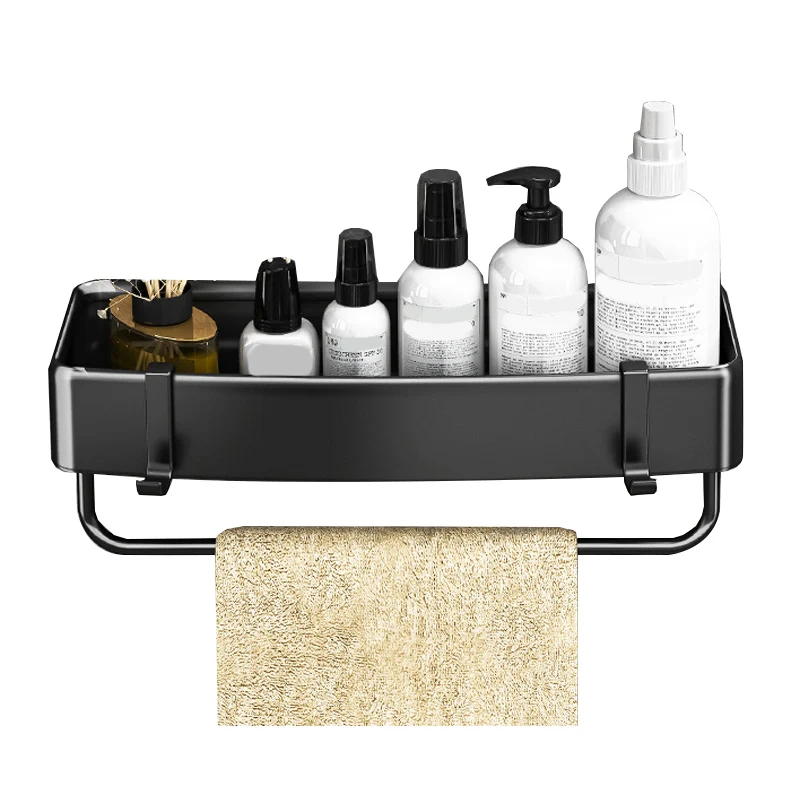 Juego de herrajes para baño de metal blanco y negro moderno, estante para baño, juego de herrajes para baño Clearhalo
