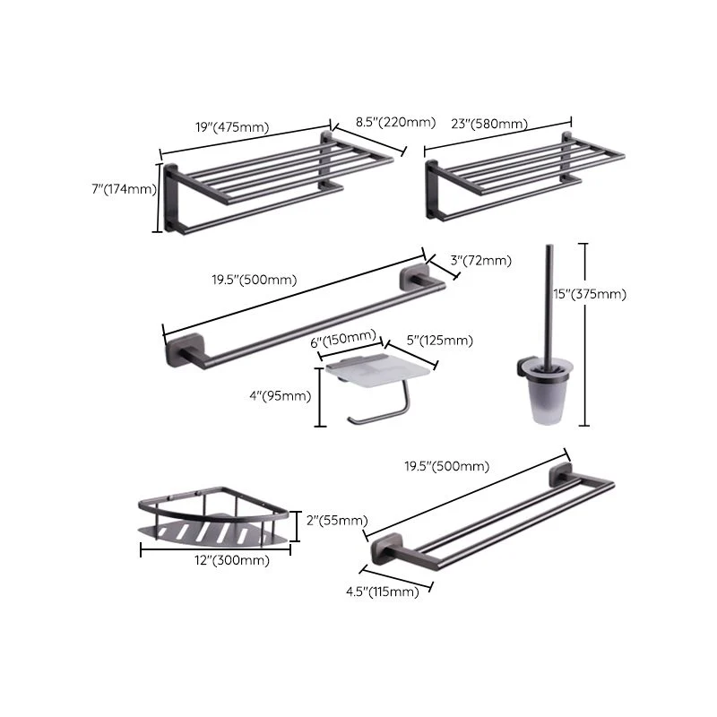 Juego de herrajes para baño de metal moderno Juego de herrajes para accesorios de baño negros Clearhalo