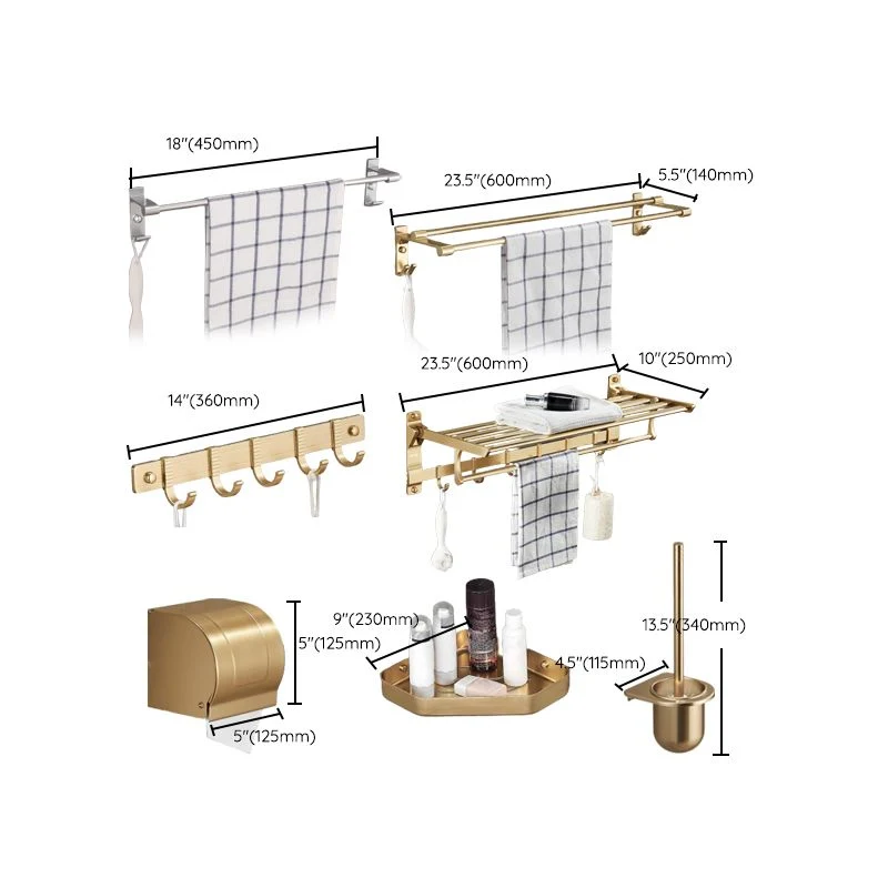 Juego de herrajes para baño de metal moderno Juego de herrajes para accesorios de baño dorados Clearhalo