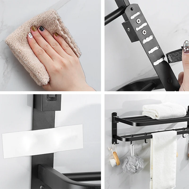 Juego de herrajes para baño negro mate Juego de herrajes para accesorios de baño modernos Clearhalo