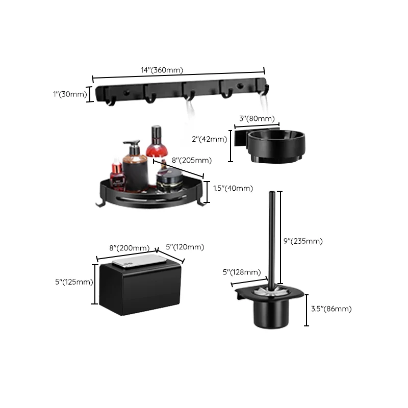 Juego de herrajes para baño negro mate Juego de herrajes para accesorios de baño modernos Clearhalo