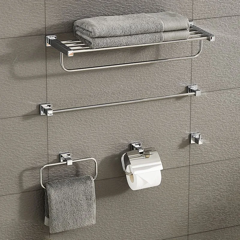 Juego de herrajes para baño de plata de metal, herrajes adhesivos para baño de 5 piezas Clearhalo