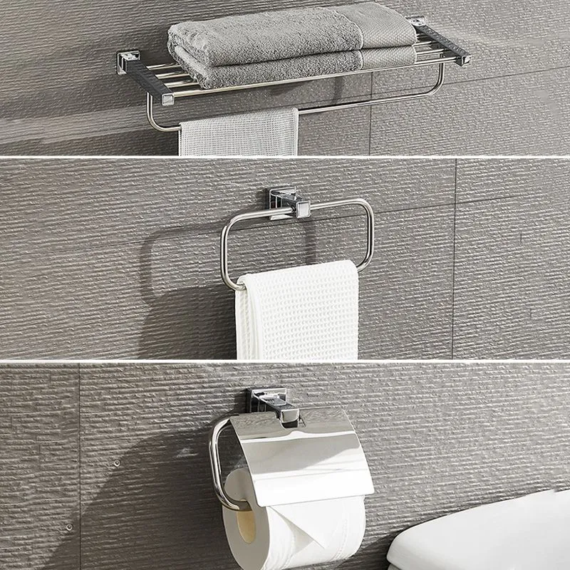 Juego de herrajes para baño de plata de metal, herrajes adhesivos para baño de 5 piezas Clearhalo