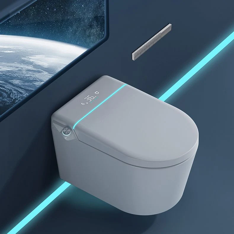 Juego de inodoro suspendido alargado moderno con sensor de pie tipo descarga con un chorro de agua Clearhalo