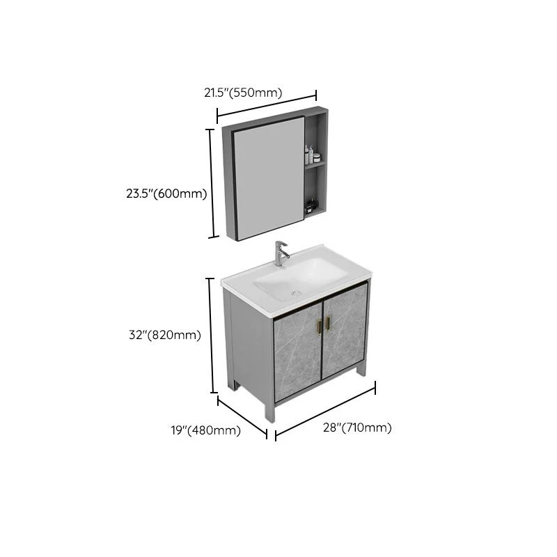 Juego de tocador de baño con cajón, grifo de lavabo de cerámica, juego de tocador independiente con espejo Clearhalo