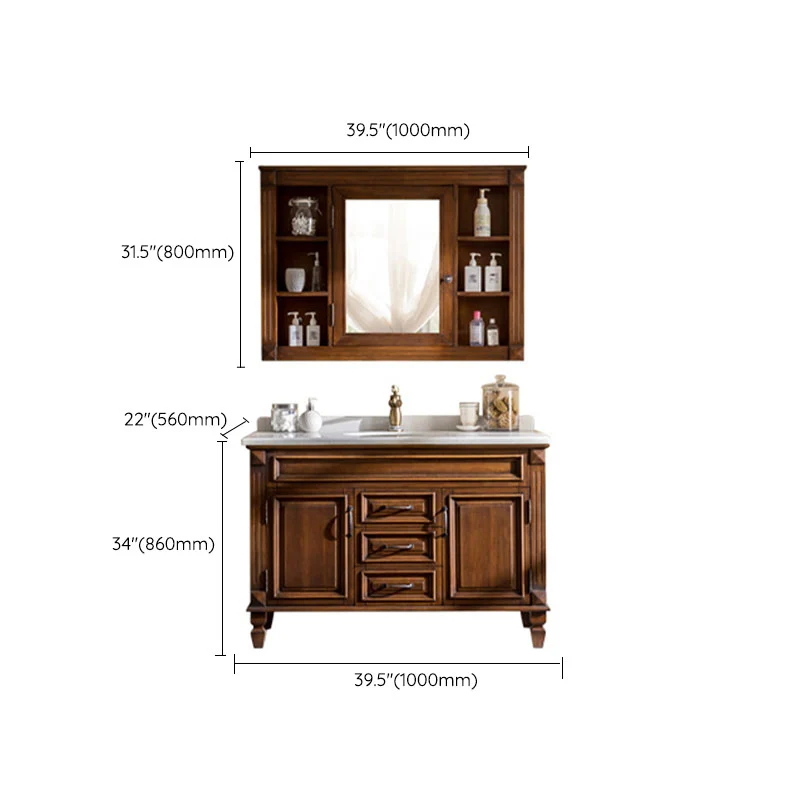 Juego de tocador de baño con espejo independiente incluido y grifo para lavabo Clearhalo