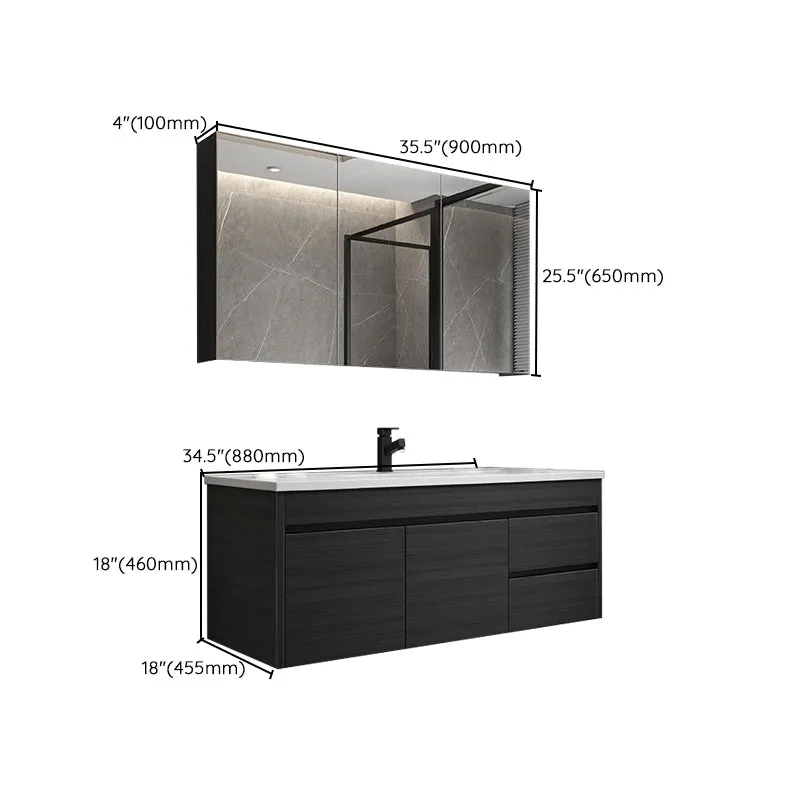 Juego de tocador de baño con montaje en pared, tocador moderno con lavabo individual Clearhalo