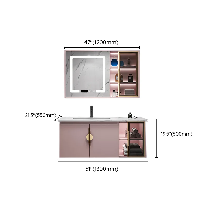 Juego de tocador de baño contemporáneo Juego de tocador de baño montado en la pared Clearhalo