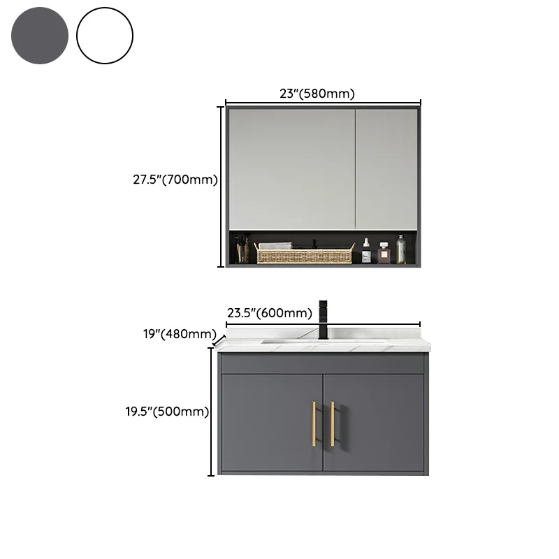 Juego de tocador de baño contemporáneo montado en la pared con puerta de cierre suave Clearhalo