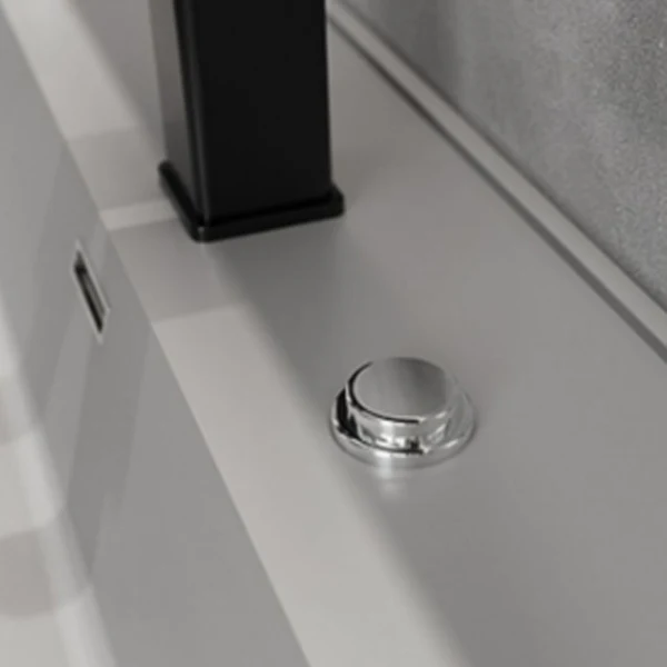 Juego de tocador de baño estándar montado en la pared moderno de madera maciza gris Clearhalo