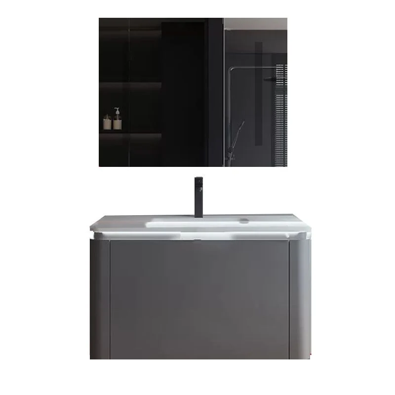 Juego de tocador de baño estándar montado en la pared rectangular moderno de madera gris Clearhalo