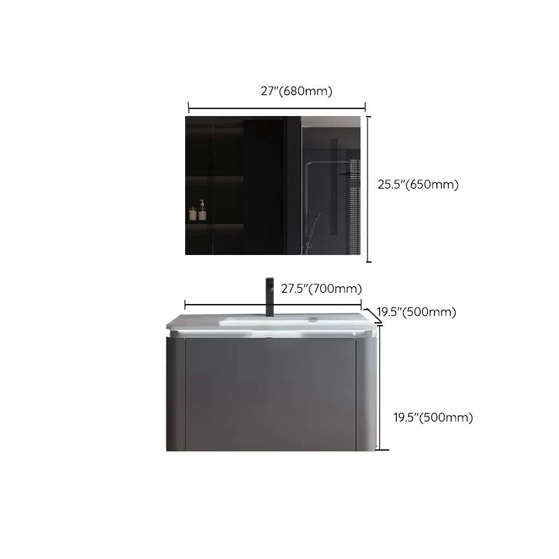 Juego de tocador de baño estándar montado en la pared rectangular moderno de madera gris Clearhalo