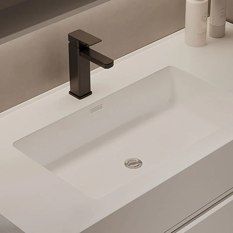 Juego de tocador de baño estándar montado en la pared rectangular moderno blanco Clearhalo
