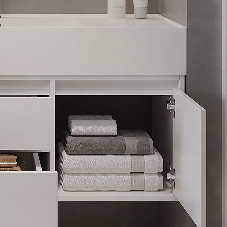 Juego de tocador de baño estándar montado en la pared rectangular moderno blanco Clearhalo