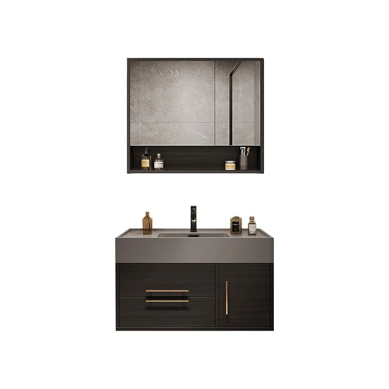 Juego de tocador de baño Glam con lavabo para montaje en pared con espejo Clearhalo