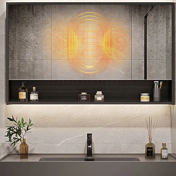 Juego de tocador de baño Glam con lavabo para montaje en pared con espejo Clearhalo