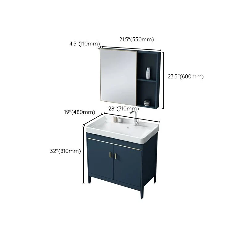 Juego de tocador de baño Glam, mueble independiente con tapa de cerámica y lavabo con grifo Clearhalo