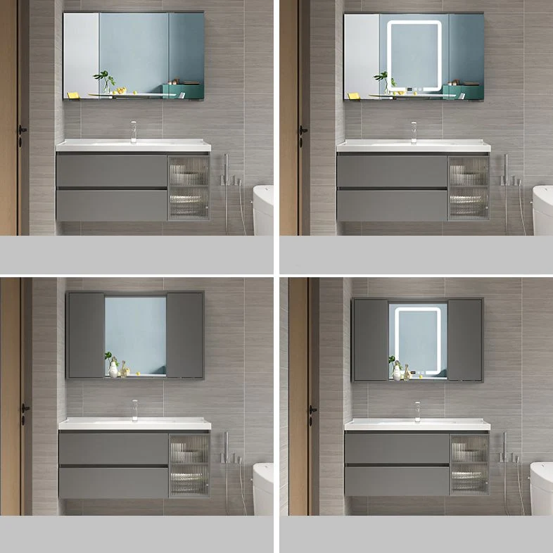 Juego de tocador de baño Glam, tocador de lavabo de baño de montaje en pared con espejo Clearhalo