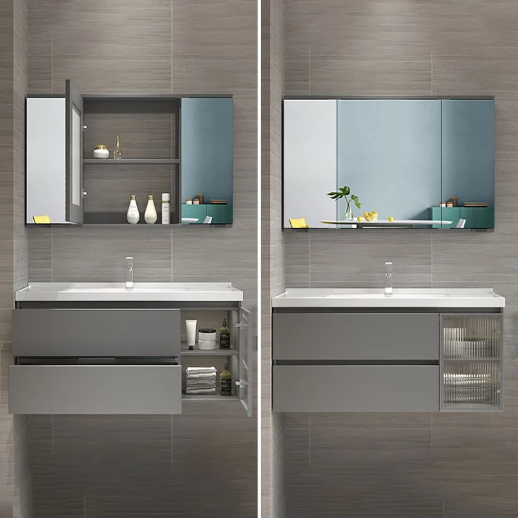 Juego de tocador de baño Glam, tocador de lavabo de baño de montaje en pared con espejo Clearhalo