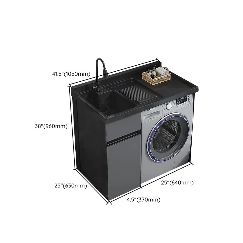 Juego de tocador de baño independiente moderno de metal con grifo de lavabo Clearhalo