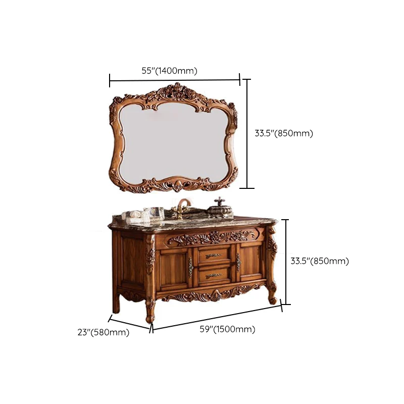 Juego de tocador de baño independiente, 2 puertas, lavabo individual, cajones Glam, tocador con espejo Clearhalo