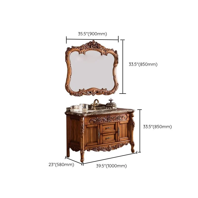 Juego de tocador de baño independiente, 2 puertas, lavabo individual, cajones Glam, tocador con espejo Clearhalo