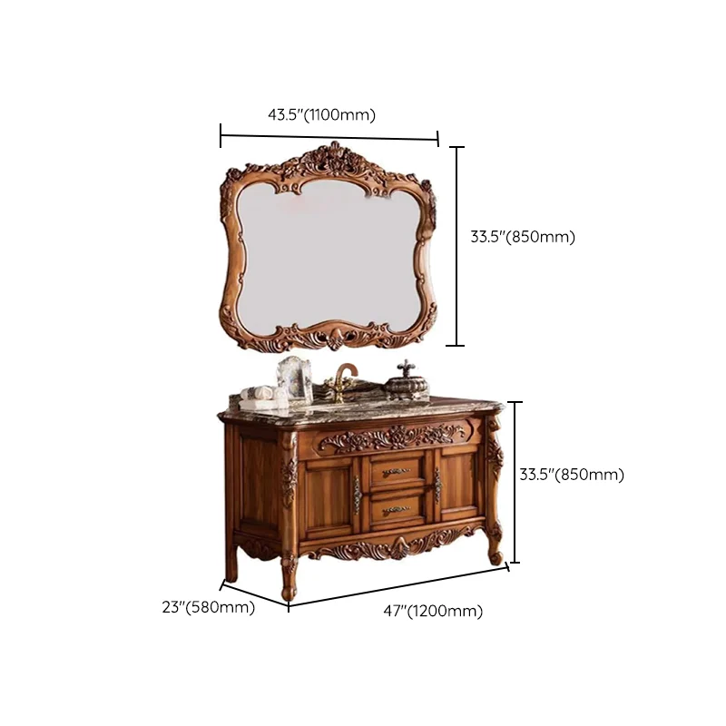 Juego de tocador de baño independiente, 2 puertas, lavabo individual, cajones Glam, tocador con espejo Clearhalo