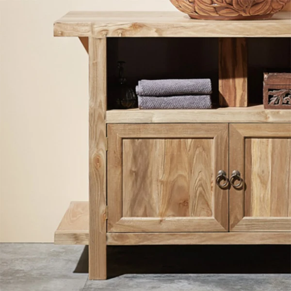 Juego de tocador de baño de madera tradicional, grifo independiente, tocador de baño incluido Clearhalo