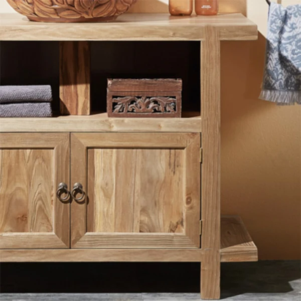 Juego de tocador de baño de madera tradicional, grifo independiente, tocador de baño incluido Clearhalo