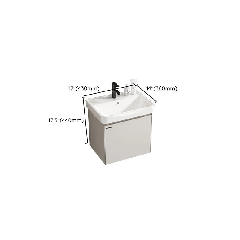 Juego de tocador de baño de metal, lavabo individual, juego de tocador de baño montado en la pared Clearhalo