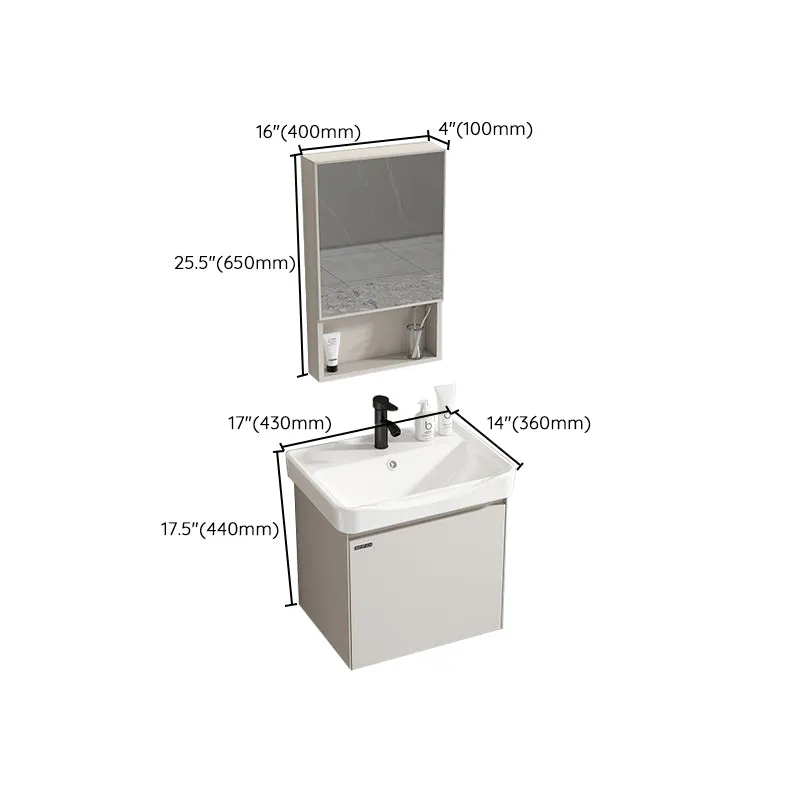 Juego de tocador de baño de metal, lavabo individual, juego de tocador de baño montado en la pared Clearhalo