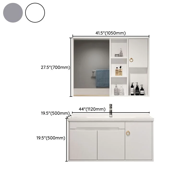 Juego de tocador de baño moderno con lavabo superior de cerámica para montaje en pared incluido Clearhalo